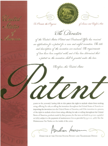 美国专利证书